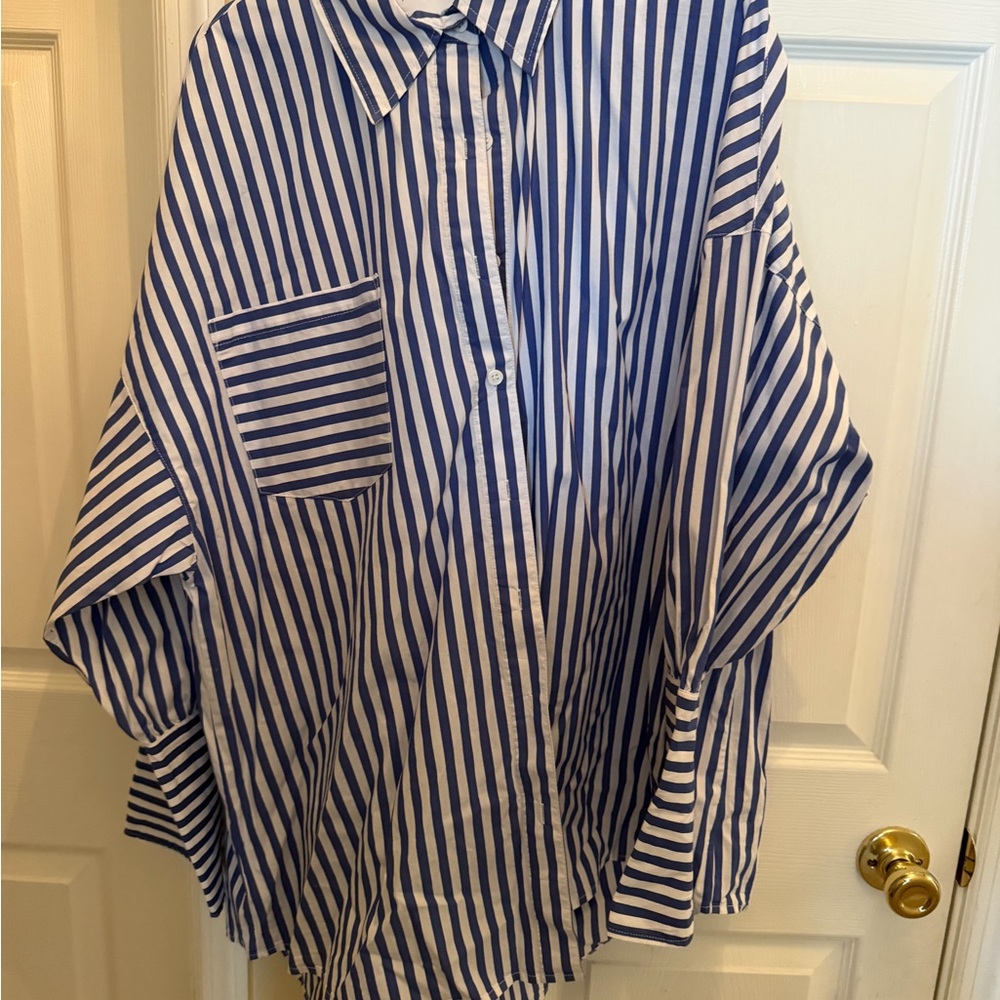 Fashion Nova Striped Blue and White Top